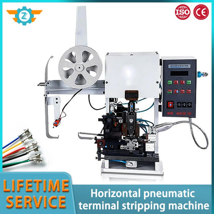 Máquina horizontal automática multifuncional para crimpar e decapar cabos com terminais para cabos multicoaxiais com revestimento AWG36-AW20