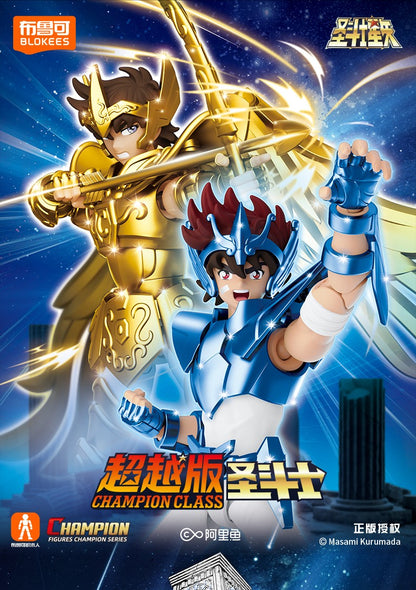 Blokees Saint Seiya Cisne Hyoga Pégaso Seiya Cavaleiros do Zodíaco Aquário Camus Áries Mu Action Figures Modelo de Anime Estátua Brinquedos