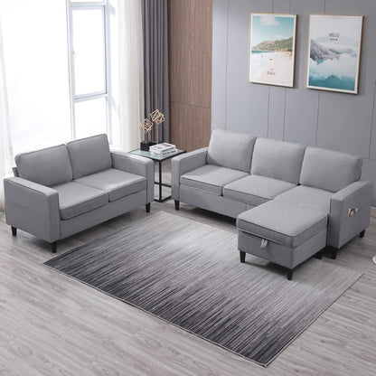 4 Piece Living Room Sofa Sets, Modular Sectional Sofas Couch, Living Room Furniture Sets, 3-Seat Sofa and Loveseat Sets with Ott