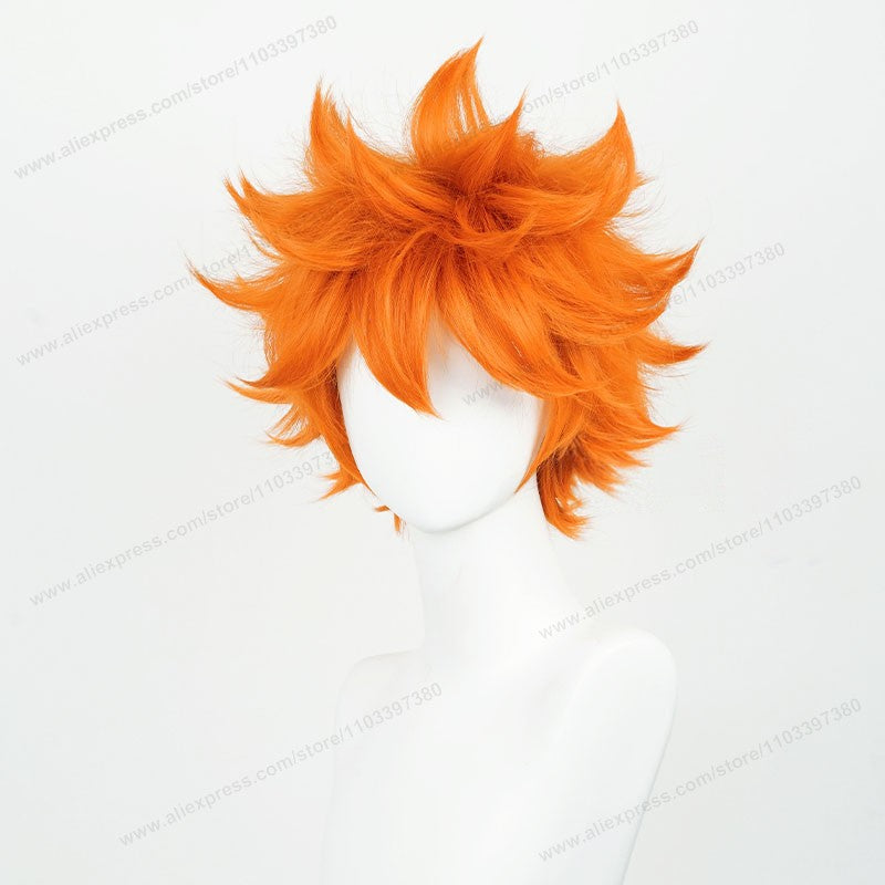 Peruca de Cosplay Hinata Shoyo 26cm Curta Cabelo Laranja Anime Shoyo Hinata Perucas Sintéticas Resistentes ao Calor