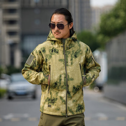 Sharkskin Soft-shell Hard Shell Camouflage Jacket Fleece Thick Tactical Suit Hooded Coat Manufacturers Handsome Outdoor Jacket