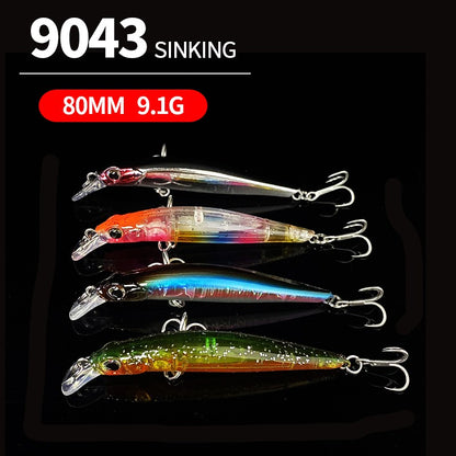 Isca Artificial Minnow Japonesa 80mm 9g Afundante para Pique Truta Swimbait Super Ímã Wobblers Isca Dura Suprimentos 9043