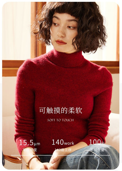 Autumn and Winter New Women's Sweater 100% Pure Cashmere High Collar Hoodie Knitted Basic Style Hot Selling Women's Top