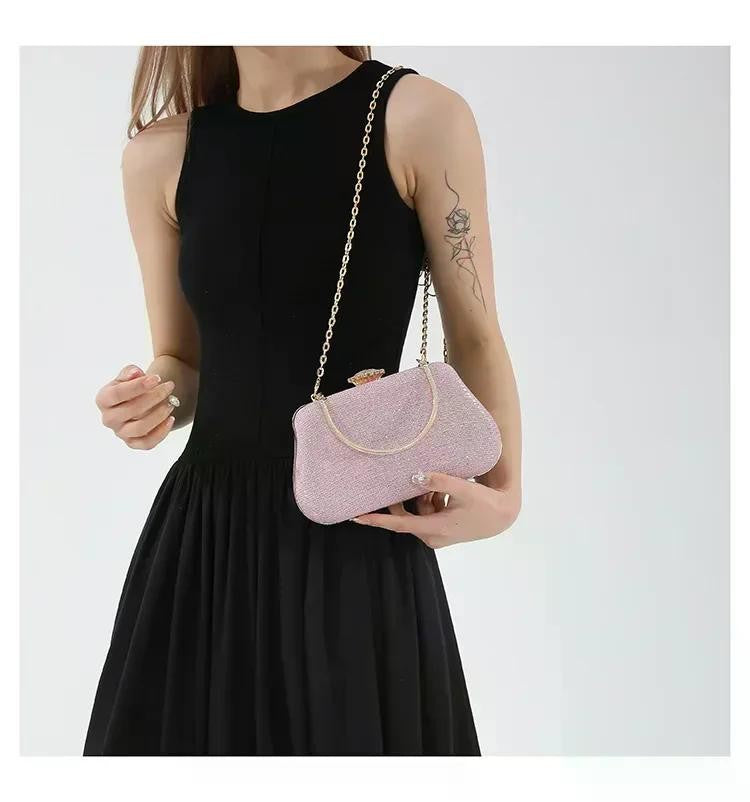 Luxury High Design Women Evening Bag Brand Party Banquet Glitter Bag for Ladies Wedding Clutch Handbag Shoulder Bag Chain Bolsas