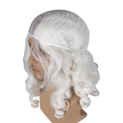 Barba e Peruca de Papai Noel Branca Unissex para Homens Mulheres Acessórios de Fantasia Festa Cosplay de Natal Peruca Sintética Cabelo Longo
