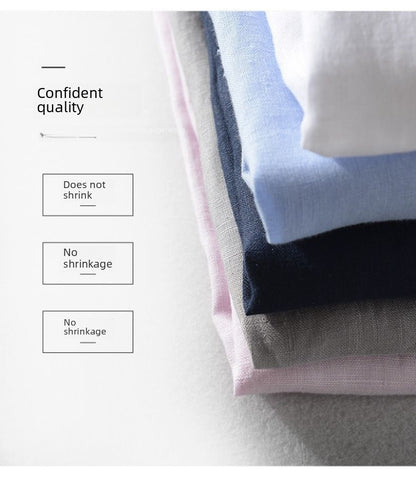 100% Linen Short Sleeve Shirt Men Cotton Linen Clothing Top Casual Summer Half Sleeve Shirt Loose Style Square Collar