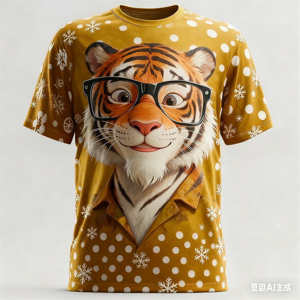 Christmas Men's T-shirt Animal 3D pattern printed Men's women's round neck T-shirt quick-dry t shirt for man Unisex y2k clothing