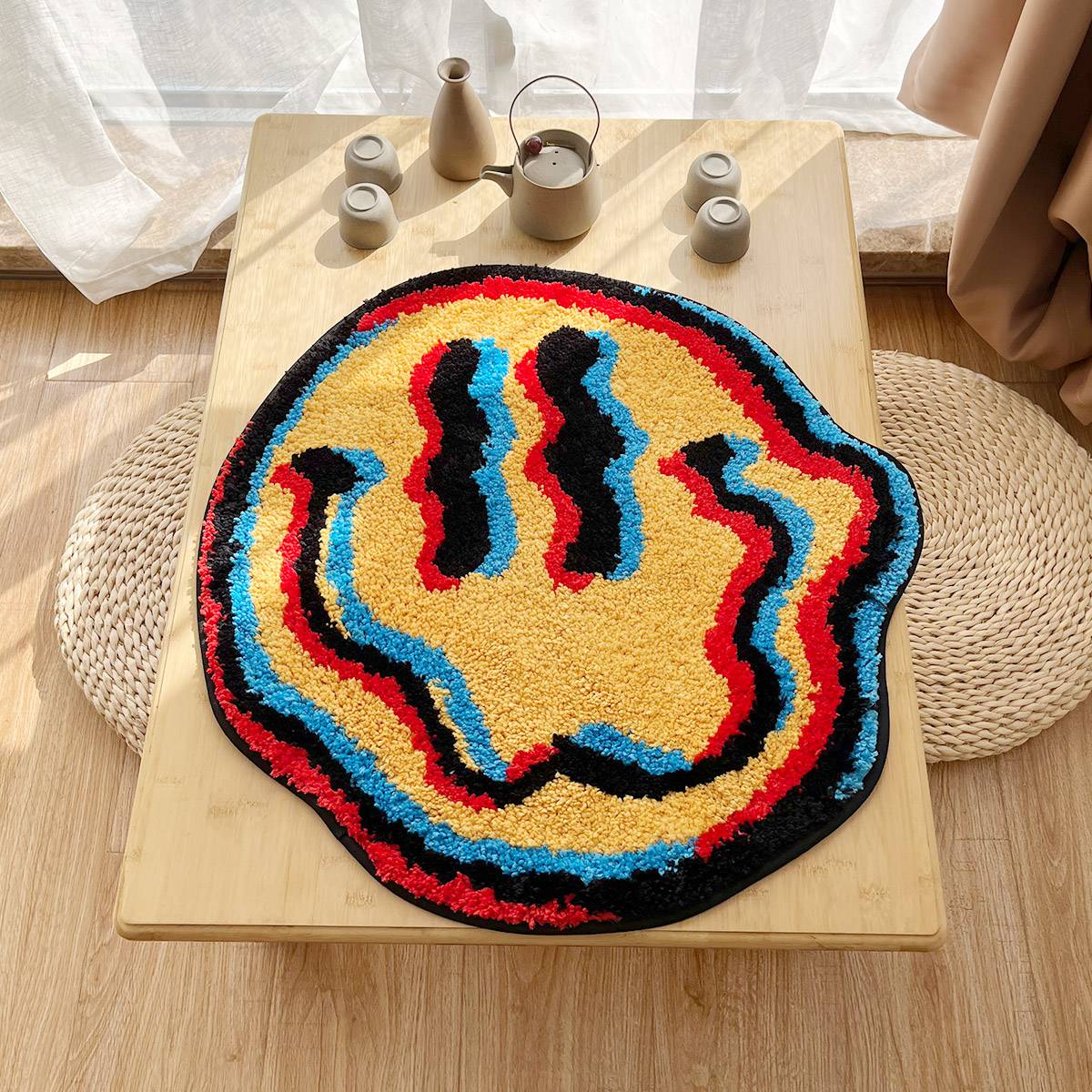 Trippy Smiling Rug - Unique Tufted Design | Ideal Friend Gift | Geeky Bedroom Rug | Home Decor with TPR Non-Slip Backing