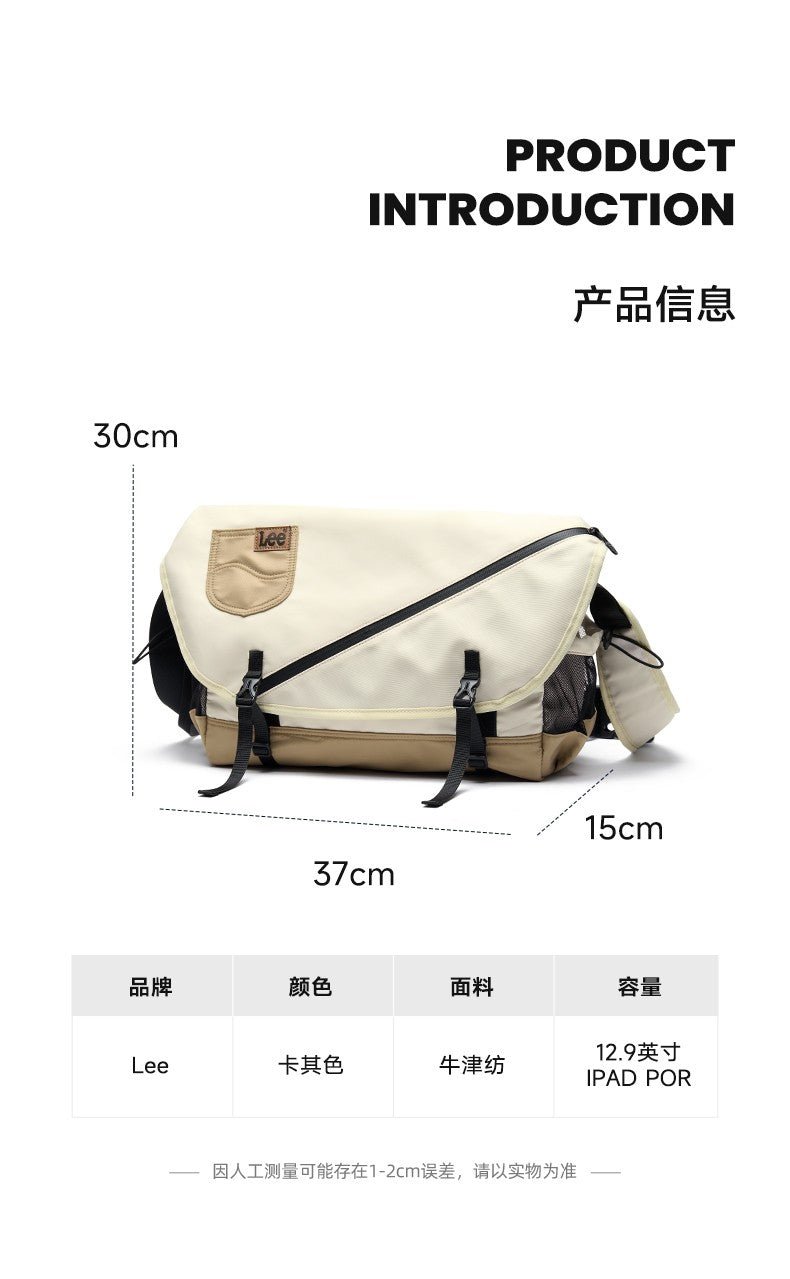 LEE Unisex Waterproof Nylon Travel Crossbody Shoulder Bag Women Man Casual Large Flip Messenger Bag Student Satchel School Bag