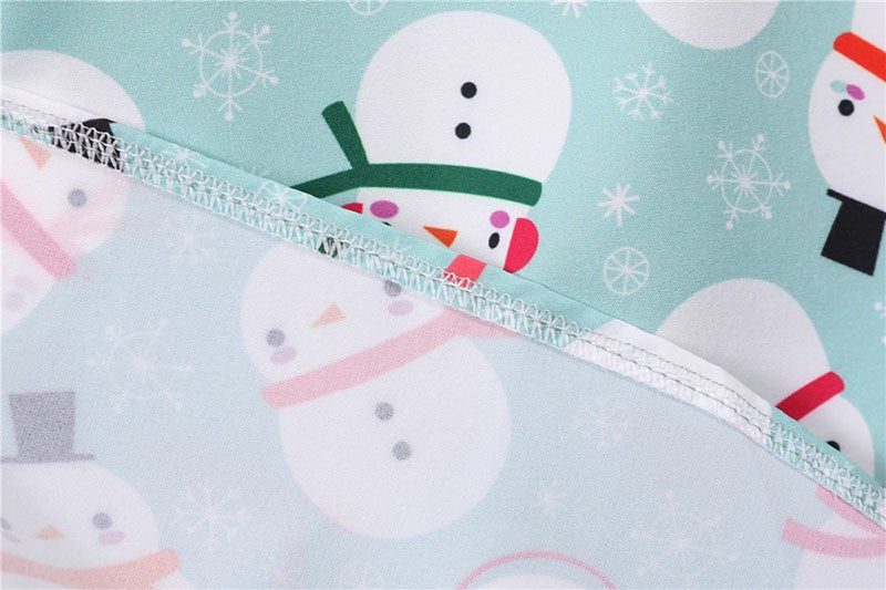 Fashion V-neck Short Sleeve Printed Christmas Dress Large Swing Vintage Elegant Xmas Party Dress