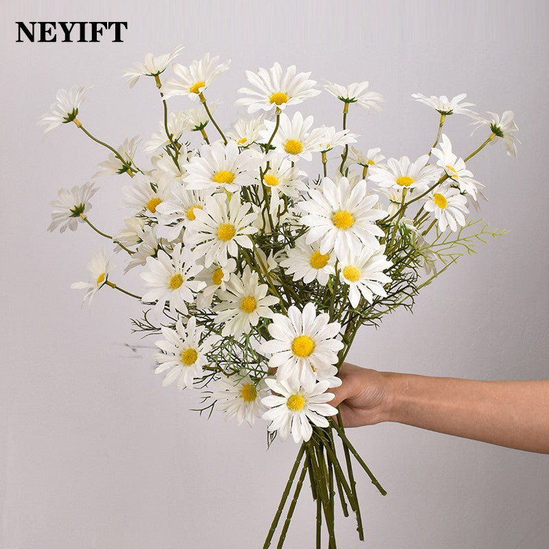 3/5/10Pcs Artificial White Daisy Flower Bouquet DIY Vase Home Garden Living Room Decoration Wedding Party Silk Fake Flowers
