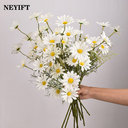 3/5/10Pcs Artificial White Daisy Flower Bouquet DIY Vase Home Garden Living Room Decoration Wedding Party Silk Fake Flowers