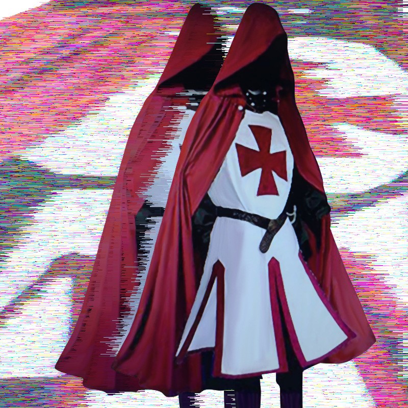 Mens Medieval Crusader Knights Templar Tunic Costumes Renaissance Halloween Surcoat Warrior Black Plague Cloak Cosplay Top