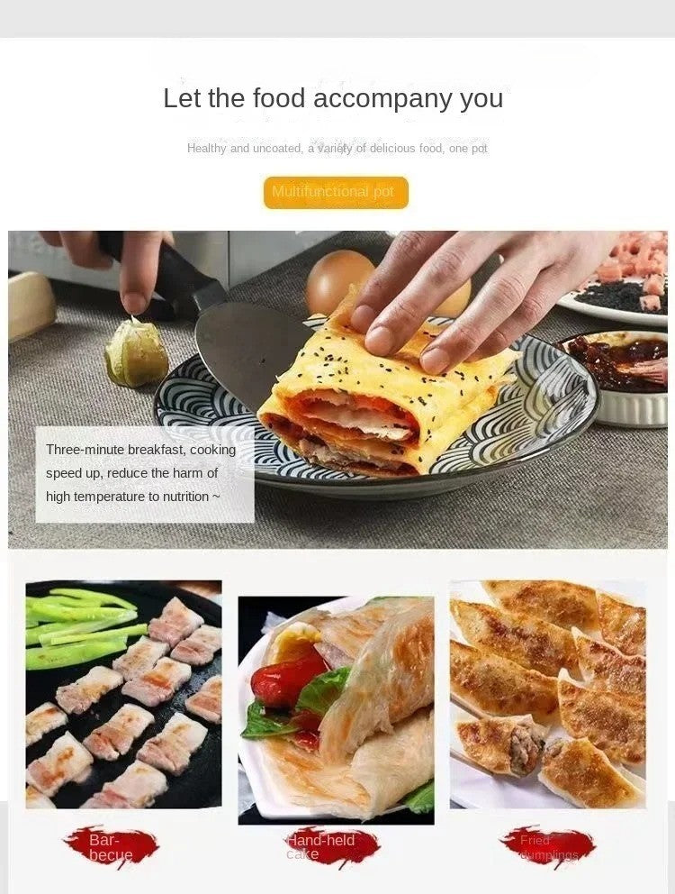 26cm Cast Iron Frying Pan Uncoated Non-stick Egg Pancake PanCrepe Maker Steak Frying Pot Gas Induction Cooker Kitchen Cookware