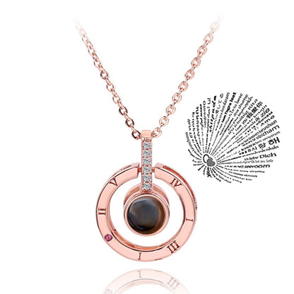 Love Heart Necklace 100 Languages I Love You Projection Pendant Jewelry For Mom Girlfriend Birthday Christmas Romantic Gifts