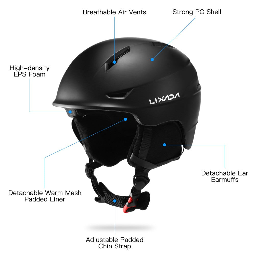 Snowboard Helmet Detachable Earmuff Men Women Safety Skiing Helmet with Goggle Fixed Strap Professional Skiing Snow Sports