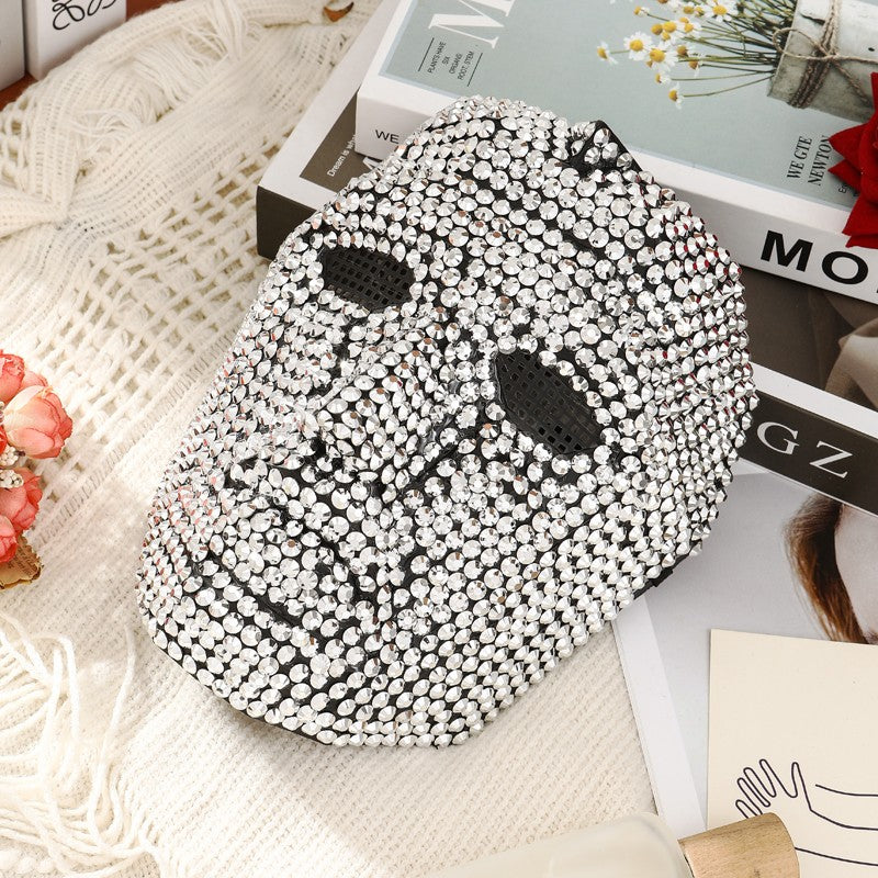 Full Face Rhinestone Mask Luxury Crystal Masquerade Mask for Halloween Rave Party Cosplay Club Costume Accessories 3 Colors