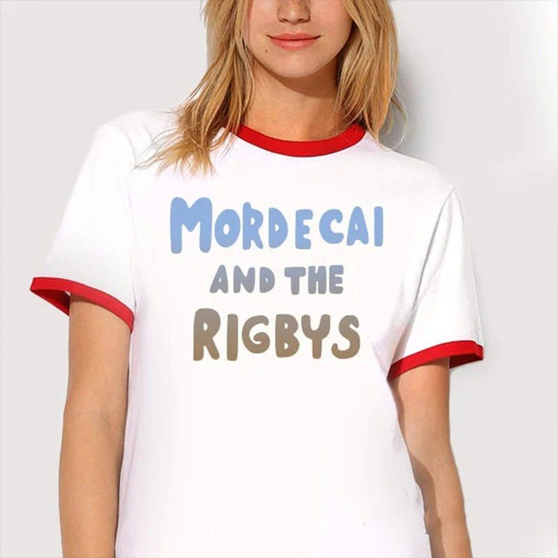Mordecai and the Rigbys Ringer TShirt TV Serie Graphic Tee Funny TV Show Cartoon Unisex Cosplay TShirt Streetwear Men's Clothing