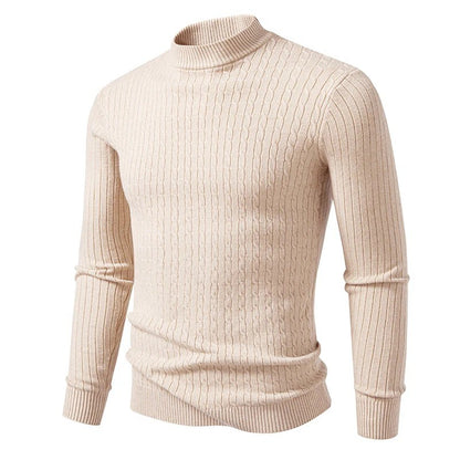 Animal Game Mens Mock Neck Pullover Casual Sweaters Outdoor Woolen Knitwear Twist Casual Sweater Knit Autumn Warm Coats