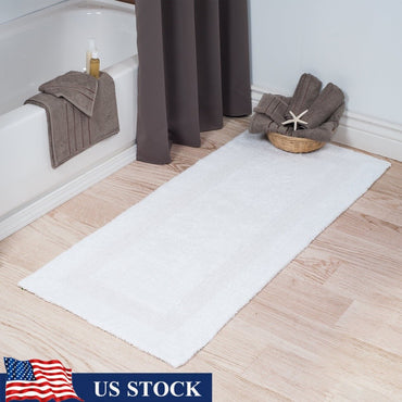 100% Cotton Bath Rug Plush High Pile Soft Absorbent Machine Washable Solid Pattern Non Slip Rug Home Bathroom Decor