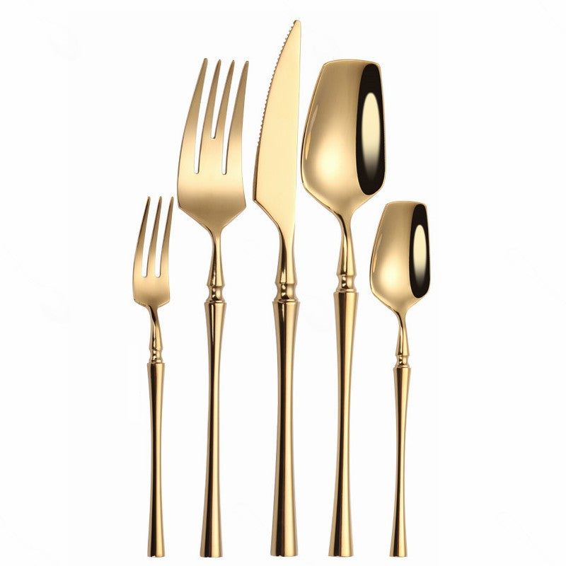 Conjunto de Talheres Matte Dourado Garfos Colheres Facas Conjunto de Talheres Aço Inoxidável Dourado Prata com Garfo de Bolo