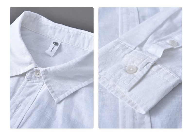 Men's Cotton-Linen Long Sleeve Shirt – Lightweight, Breathable, Vintage-Inspired Business Casual Shirt for Spring/Summer Fashion