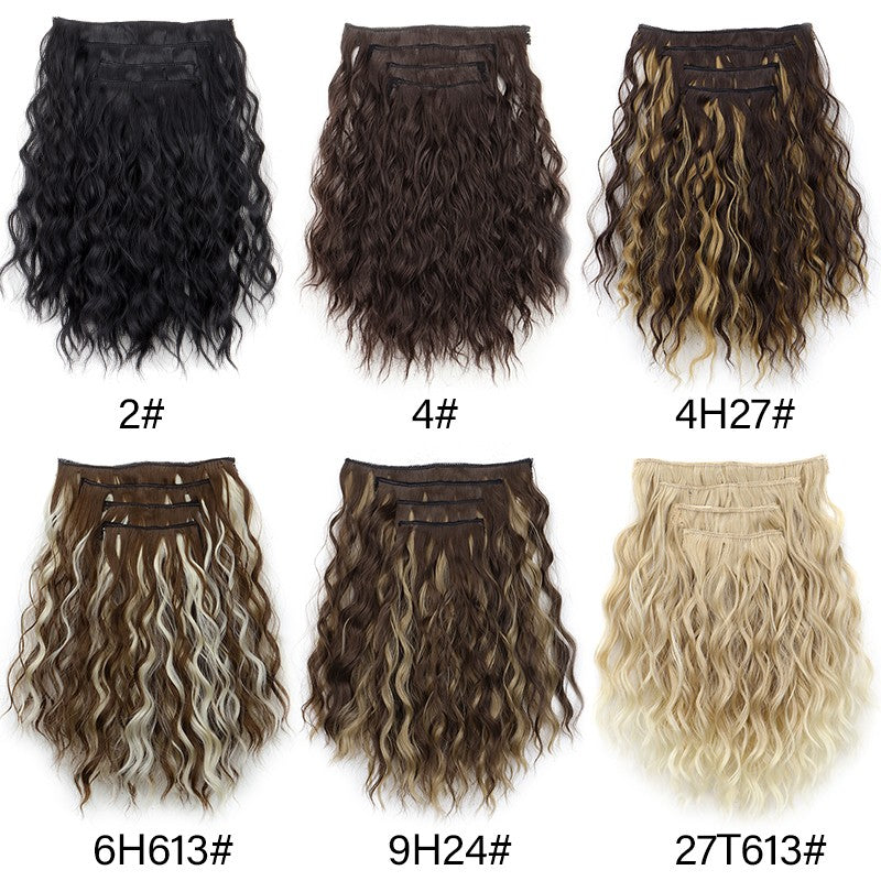 4 peças/conjunto Extensões de Cabelo Sintético Clip In Pedaços de Cabelo Curto Onda de Água Pedaços de Cabelo Macio Fofo Cacheado Peruca Acessórios de Cabelo da Moda A