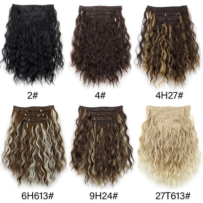 4 peças/conjunto Extensões de Cabelo Sintético Clip In Pedaços de Cabelo Curto Onda de Água Pedaços de Cabelo Macio Fofo Cacheado Peruca Acessórios de Cabelo da Moda A