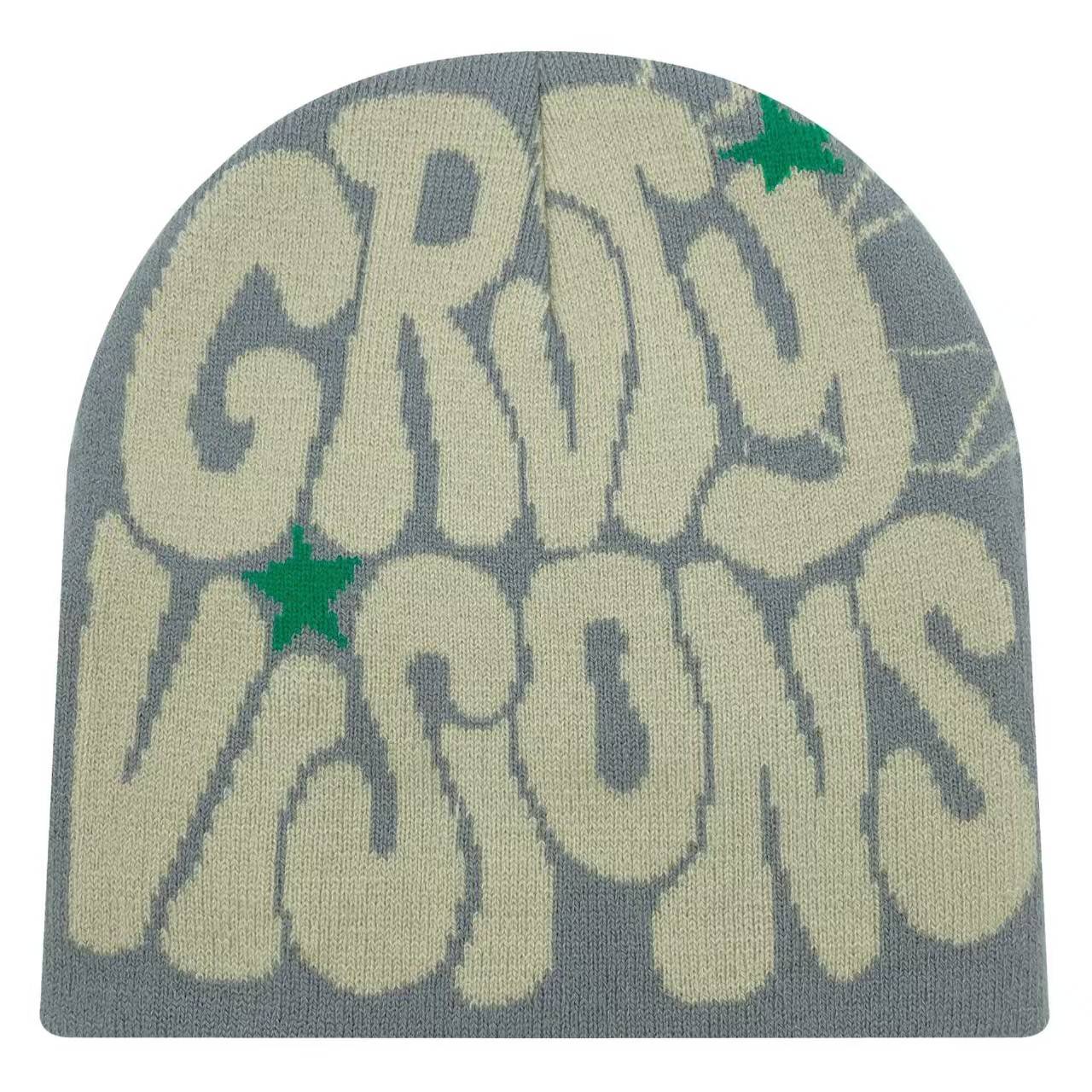 New  European and American popular acrylic material GR letter jacquard outdoor fashion knitted hat for men and women beanie hat