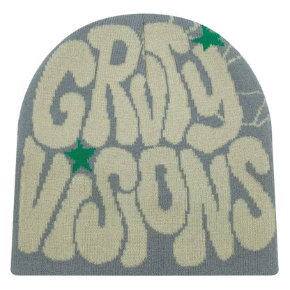 New  European and American popular acrylic material GR letter jacquard outdoor fashion knitted hat for men and women beanie hat