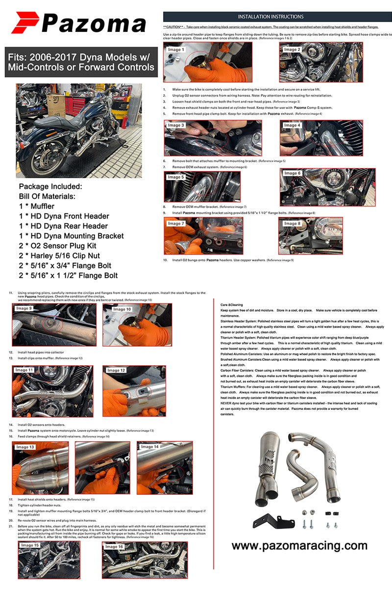Motorcycle Drag Exhaust Stainless 2-1 Exhaust System For Harley Dyna W/ Mid-Controls Forward Controls Wide Super Glide 2006-2017