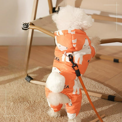 Roupa de algodão para cães de outono e inverno, à prova de respingos, quente, de quatro patas, para filhotes, roupa impermeável para animais de estimação, Teddy Puppy