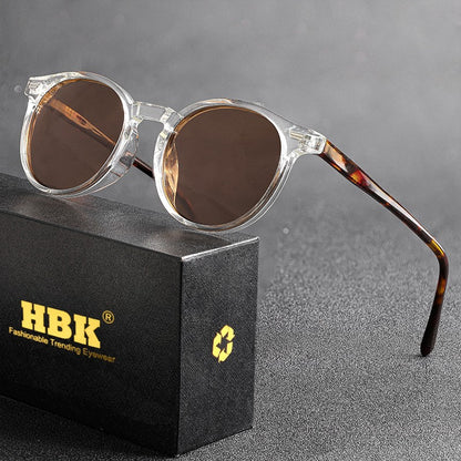 HBK Óculos De Sol Masculino Polarizado Redondo Armação TR90 Fashion Óculos De Sol Feminino Dirigir Esportes UV400 Lunette De Soleil Homme