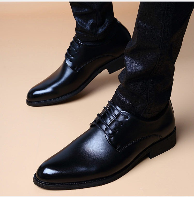Men Wedding Leather Business Men's Dress Pointed Casual Youth British Style Inner Heightening Spring 2024 New Arrivals Shoes
