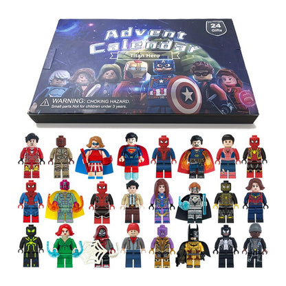 Marvel Christmas Advent Calendar Box Disney Mini Q Version Hulk Anime Figure Spiderman Iron Man Kids Toys 24pcs Figure Gift Box