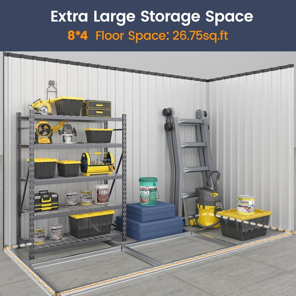 Outdoor Storage Shed 8x4 FT, Outside Sheds & Outdoor Storage Metal Galvanized Steel Yard, Patio, Lawn, Tool Shed with Lockable