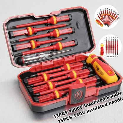 Kit de Ferramentas para Eletricistas 13/15pçs 1000V Chaves de Fenda Isoladas Intercambiáveis Magnéticas com Pontas Fenda Kit de Reparo para Eletricistas