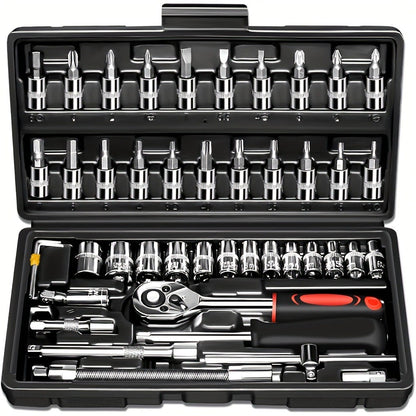 216-Piece Professional Socket Set - 1/2" 3/8" 1/4" Drive SAE & Metric, 72-Tooth Ratchet for Automotive & Home Repair