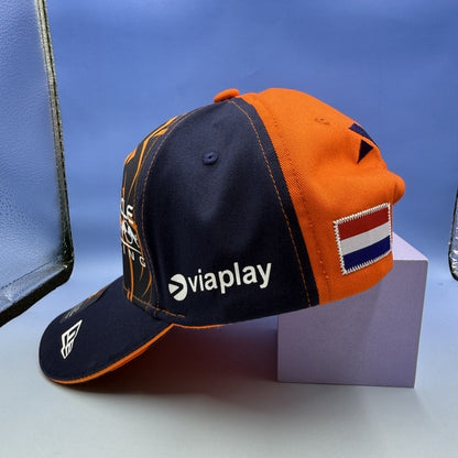 Verstappen Red Bull racing cap with orange curved brim RedBull baseball cap for summer shade breathable and adjustable sun hat