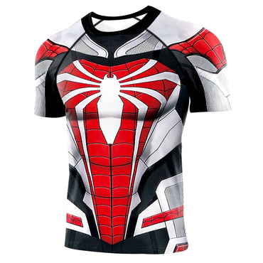 Superhero Movie Print Fitness Gym Compression T Shirt for Men Fitness Clothing Tops Fighting Tee Quick Dry Sport Jersey Shirt
