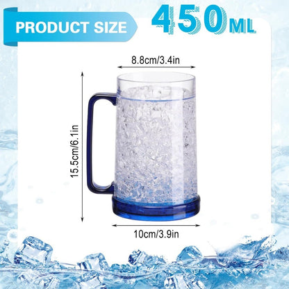 Canecas de Cerveja de Parede Dupla com Gel Congelante, Canecas de Uísque Transparentes com Alça para Bar e Copos de Bebida para Uso Externo