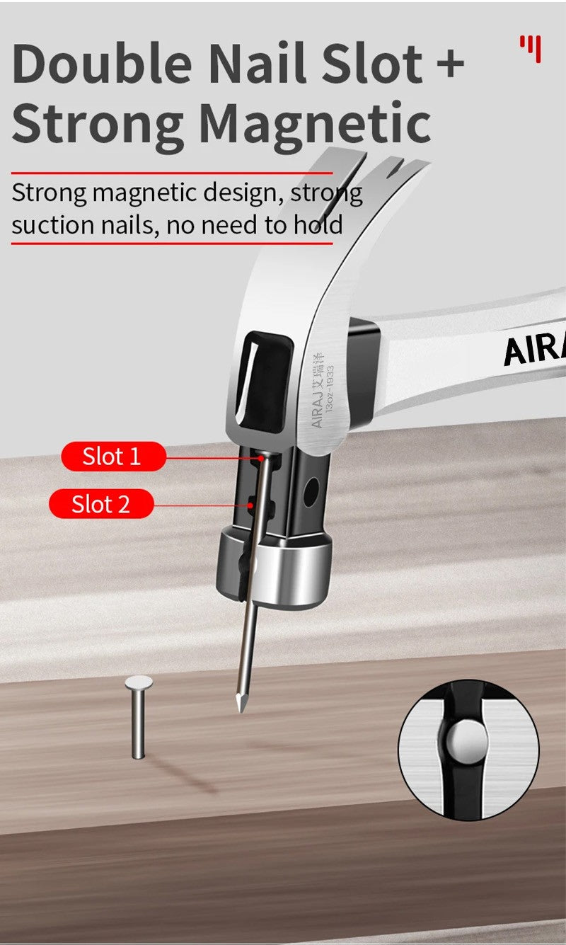 Martelo de Chifre de Carneiro Multifuncional AIRAJ, Martelo de Decoração de Grau Industrial para Doméstico, Envolto em Cola Antiderrapante, Ferramenta de Hardware