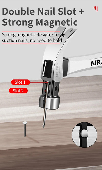 Martelo de Chifre de Carneiro Multifuncional AIRAJ, Martelo de Decoração de Grau Industrial para Doméstico, Envolto em Cola Antiderrapante, Ferramenta de Hardware