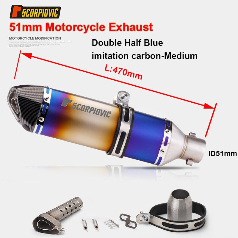 Universal Motorcycle 51mm Exhaust Pipe Carbon Fiber Muffler Exhaust Pipe db Killer Length300mm/ 370mm/ 470mm Multicolour Exhaust