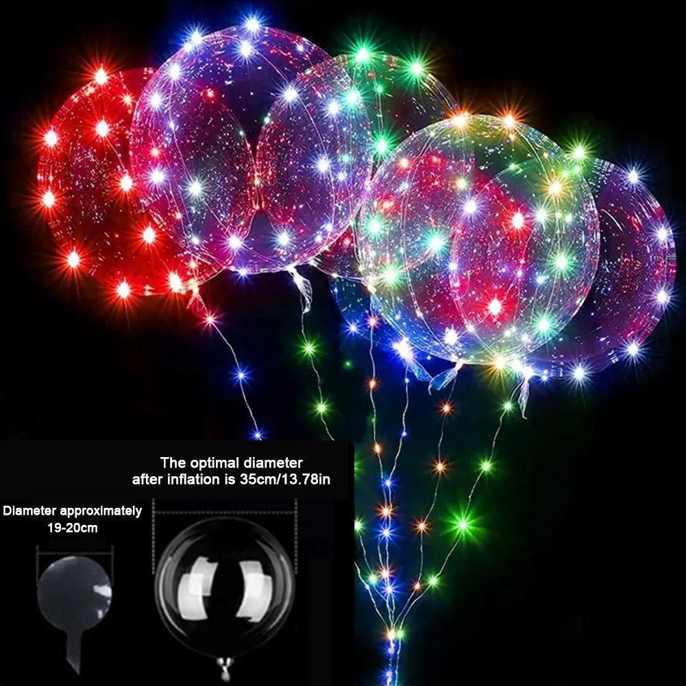 3set Transparent Led Balloons Light Up Balloons With Light Strap Bobo Balloons For Party Birthday Anniversary Wedding Decoration