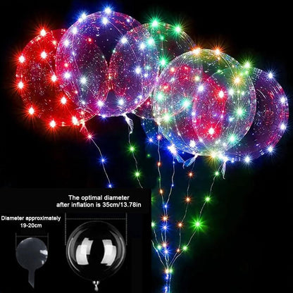 3set Transparent Led Balloons Light Up Balloons With Light Strap Bobo Balloons For Party Birthday Anniversary Wedding Decoration