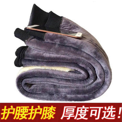 -30° Winter Thicken Keep Warm Long Wool Sheepskin Pants One Piece of Fur Men's and Women's High Waist Wool Liner Pants