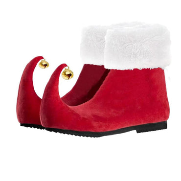 Christmas Adult Elf Santa Claus Shoes Red Ankle Boots With Bells Role Play Accessories For Party Stage Performance Props Unisex