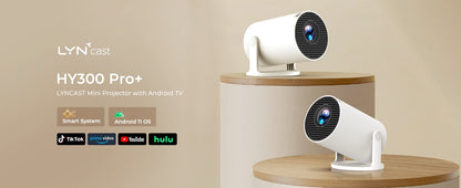 Projetor Inteligente com Wifi e Bluetooth Portátil Suporte 720P 4K, Correção Trapezoidal Automática, Controle Remoto AirMouse, Rotação 180 Graus