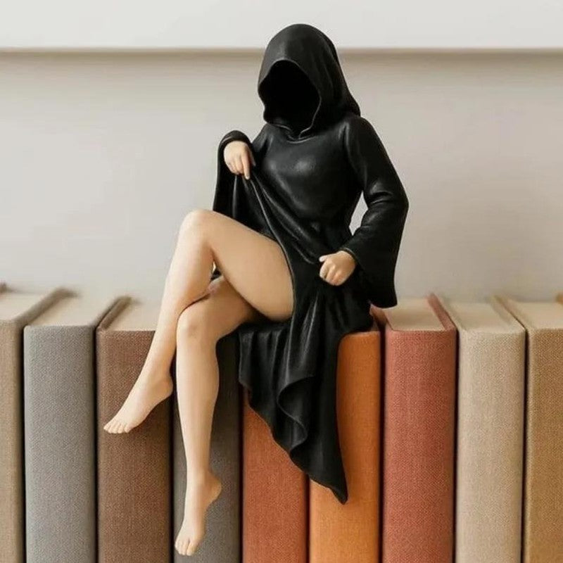 Gothic Woman Statue Masked Women Halloween Decorations Desktop Ornament Mysterious Lady Sculpture For Office Bedroom Home Decor